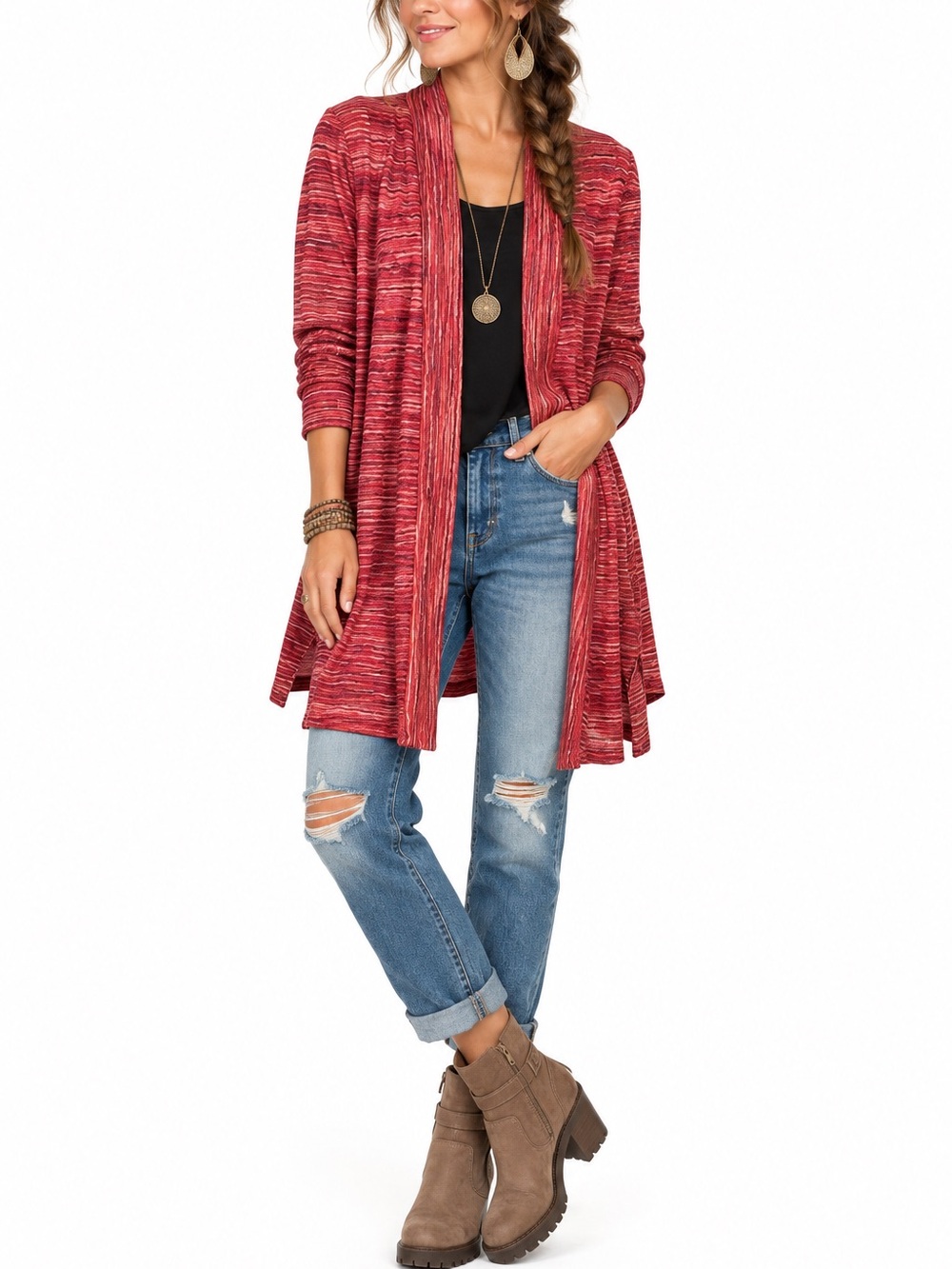 SUSAN GRAVER SPICY TONED BOHO CARDIGAN SZ 2X EUC